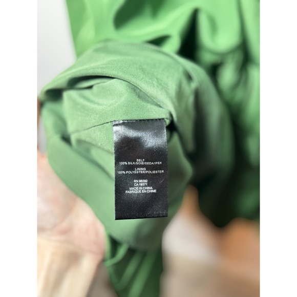 Tibi Preppy Pleated Fit Sheath Midi Dress Green Sz 2 Spaghetti Strap Square Neck - Picture 11 of 11